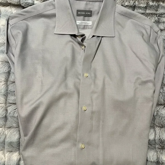 Michael Kors Light Gray Button-Up Shirt Dress Shirt - Picture 4 of 5